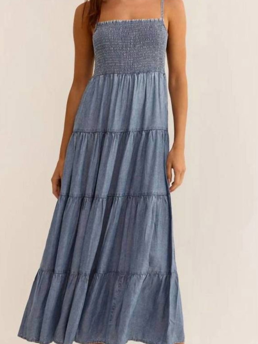 Z Supply Smocked Dress in Denim